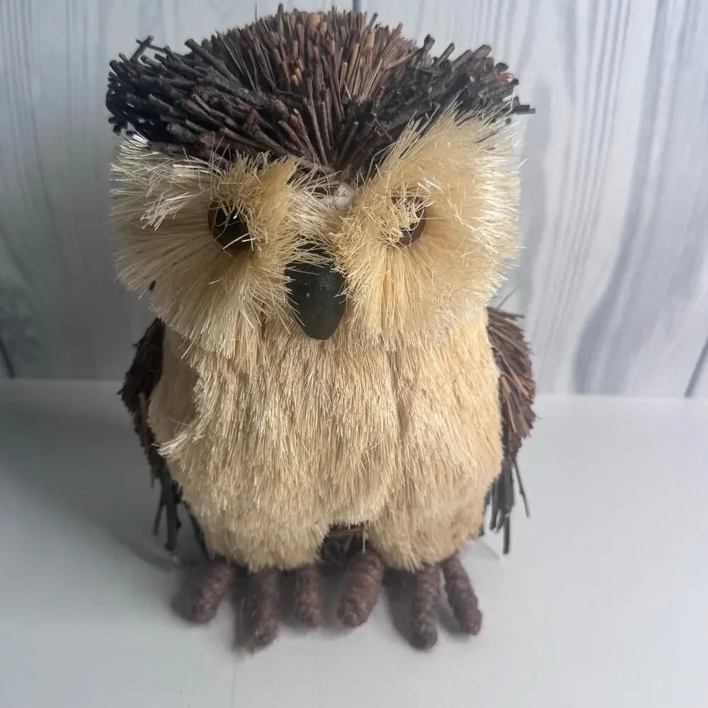 New pier 1 Owl Figure - Sisal & Twigs Woodland Natural Forest Animal Decor 8”